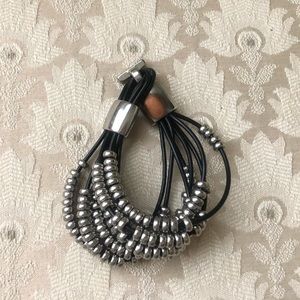 Silver Beaded Layered Bracelet